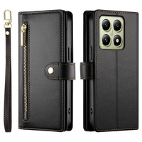 Cu clapetă pentru Xiaomi 14T, Wallet Zipper Pocket, negru