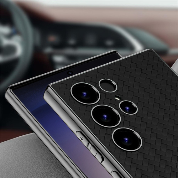 Huse pentru Samsung Galaxy S23 Ultra, GKK Woven Leather, negru