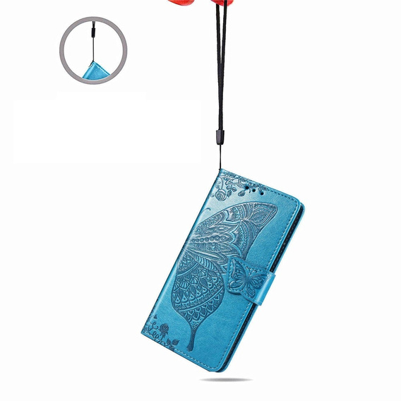 Cu clapetă pentru Honor 400 5G, Butterfly, albastru