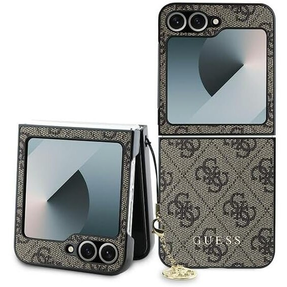 GUESS Huse pentru Samsung Galaxy Z Flip7 FE / Z Flip6, 4G Charms Collection Hardcase, maro