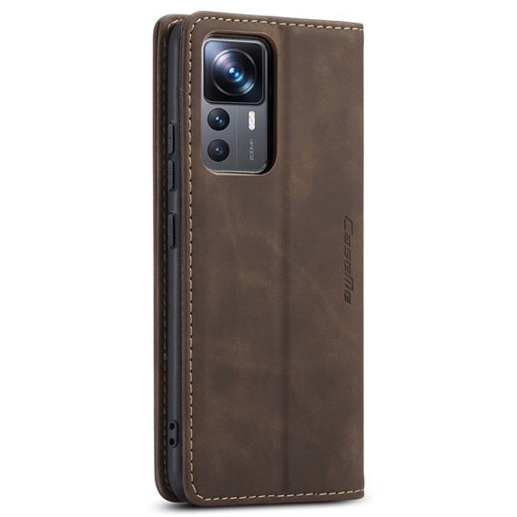 Husa CASEME pentru Xiaomi 12T / 12T Pro, Leather Wallet Case, maro