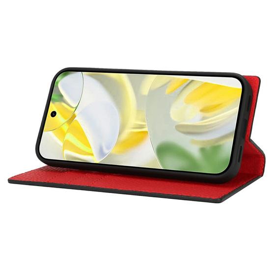 Husă cu clapetă pentru Google Pixel 10 Pro XL, piele Litchi Grain, negru