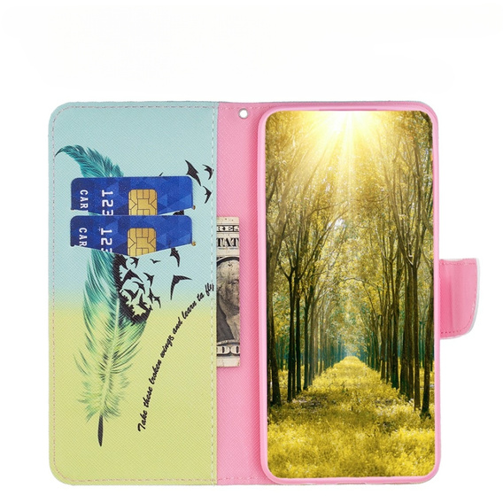 Cu clapetă pentru Xiaomi Redmi Note 12 4G, Wallet, feather, albastru
