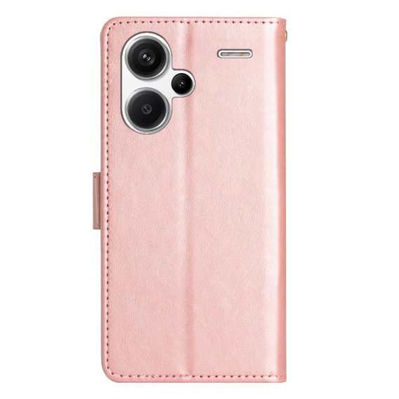 Cu clapetă pentru Xiaomi Redmi Note 13 Pro+, Butterfly, roz rose gold