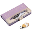 Carcasă cu clapetă pentru Samsung Galaxy S22+ Plus 5G, Wallet Pocket Zipper Lace, violet