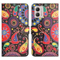 Cu clapetă pentru Motorola Moto G73 5G, Wallet, colorful jellyfish, negru