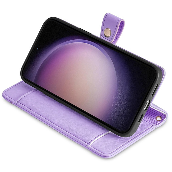 Cu clapetă pentru Samsung Galaxy S23, Wallet Zipper Pocket, violet