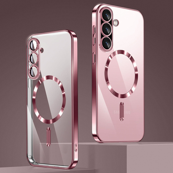Husă pentru Samsung Galaxy A17 5G, Electro MagSafe, transparentă cu margini roz
