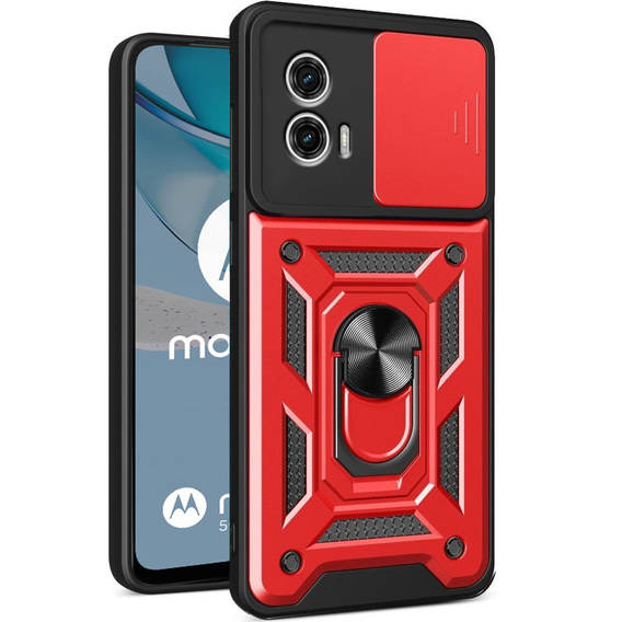Husă blindată pentru Motorola Moto G53 5G, CamShield Slide, roșu