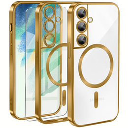 Husă pentru Samsung Galaxy S21 FE, Electro MagSafe, de aur + Sticlă pentru ecran