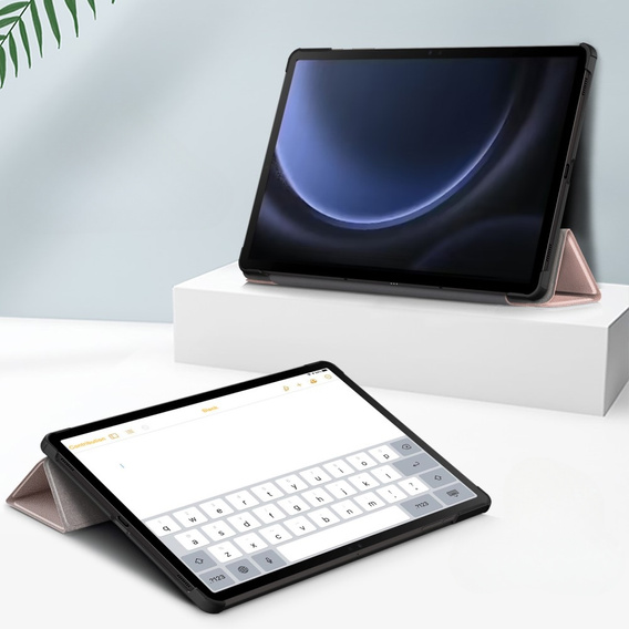 Husă pentru Samsung Galaxy Tab S9 FE+ Plus, Smartcase cu spațiu pentru stylus, roz rose gold
