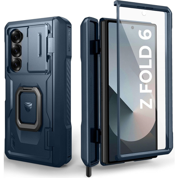 Husă blindată pentru Samsung Galaxy Z Fold 6 5G, Dexnor Full Body S-Pen Slot, albastru