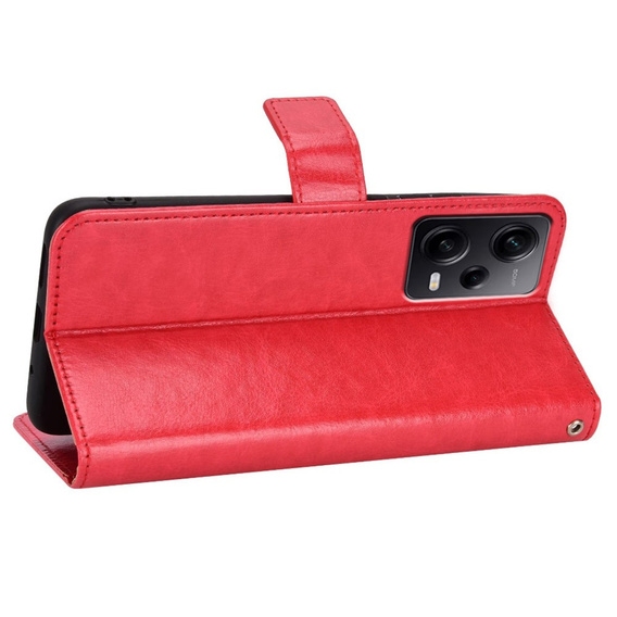 Cu clapetă pentru Xiaomi Redmi Note 12 Pro+ 5G, Crazy Horse Wallet, roșu