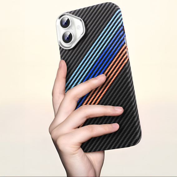 Carcasa pentru iPhone 16 Plus, Carbon Fiber MagSafe, albastru închis