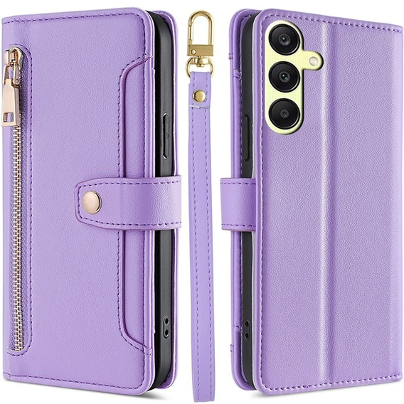 Cu clapetă pentru Samsung Galaxy A25 5G, Wallet Zipper Pocket, violet