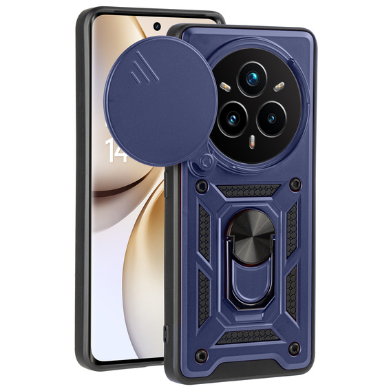 Husă blindată pentru Realme 14 Pro+ 5G, CamShield Slide, albastru