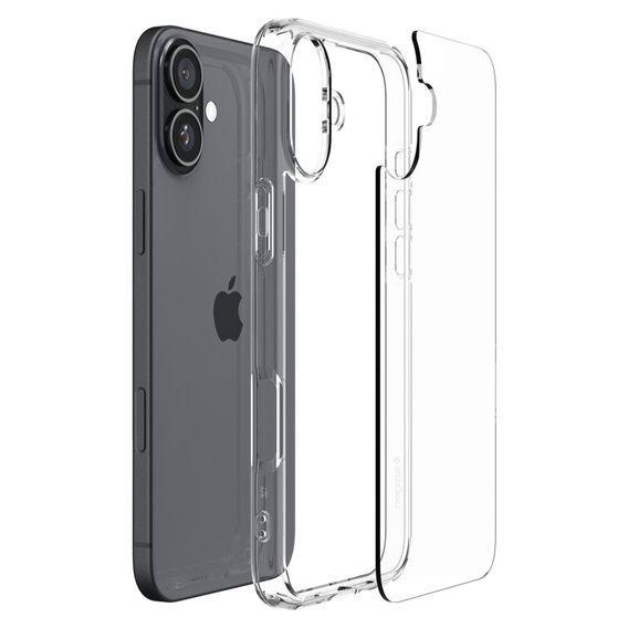 Carcasa Spigen pentru iPhone 16, Ultra Hybrid, transparentă + sticlă temperată 9H