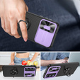 Huse pentru Samsung Galaxy S23 Plus, Camera Slide Ring, negru / violet