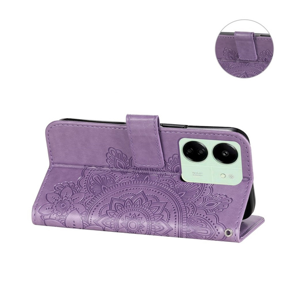 Cu clapetă pentru Xiaomi Redmi 13C / Poco C65, Mandala Flower, violet