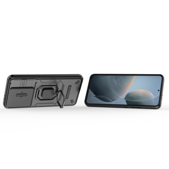 Husă pentru Xiaomi Poco F6 Pro, KickStand Camera Lens, negru