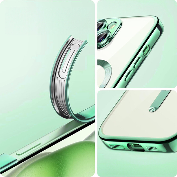Husă pentru iPhone 15, Electro MagSafe, verde + Sticlă pentru ecran
