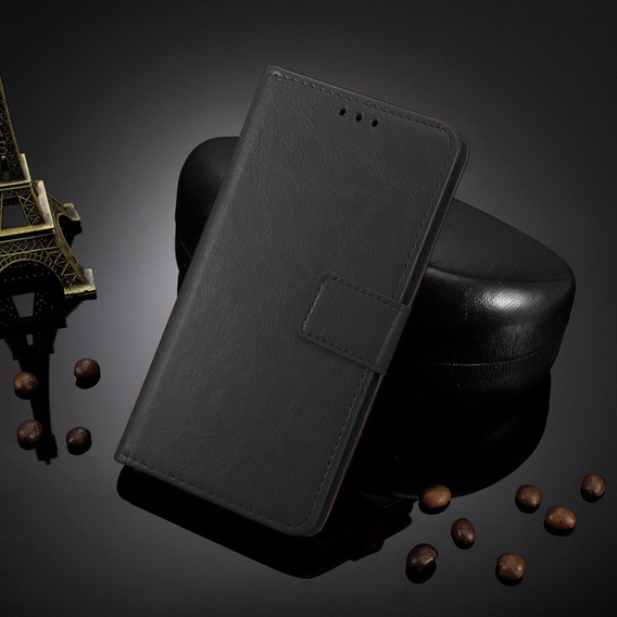 Cu clapetă pentru Motorola Moto G86 Power 5G, Crazy Horse Wallet, negru