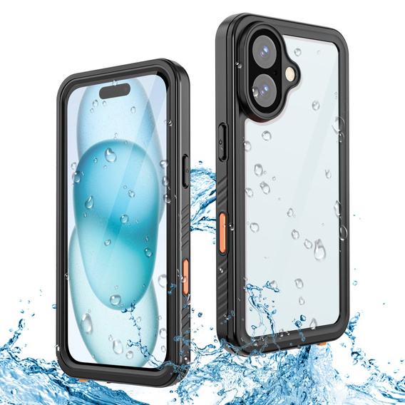 Husă impermeabilă IP68 pentru iPhone 16 Plus, negru