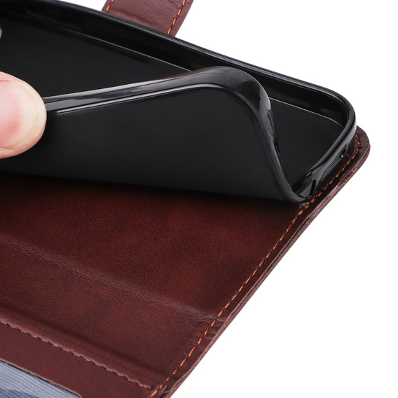 Cu clapetă pentru Realme C67, Leather Wallet, maro