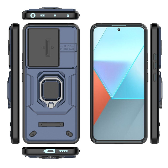 Husă pentru Xiaomi Redmi Note 13 Pro 5G, KickStand Camera Lens, albastru