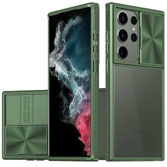 Huse pentru Samsung Galaxy S22 Ultra, Slide Camera, verde