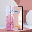 Husă pentru Samsung Galaxy Tab S10 Lite / S10 FE / S9 FE, Smartcase Hybrid, cu spațiu pentru stylus, Marble roz