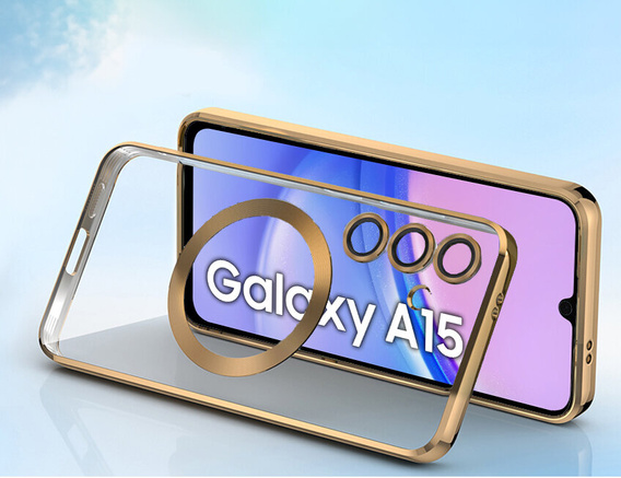Husă pentru Samsung Galaxy A15 4G/5G, Electro MagSafe, de aur + Sticlă pentru ecran