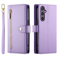 Cu clapetă pentru Samsung Galaxy S25+ Plus, Wallet Zipper Pocket, violet