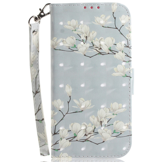 Cu clapetă pentru Oppo A60, Wallet, Magnolia Flowers gri