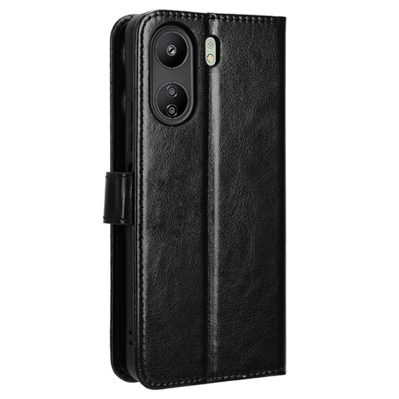 Cu clapetă pentru Xiaomi Redmi 13C / Poco C65, Crazy Horse Wallet, negru