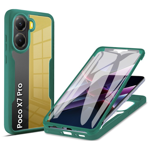 Carcasă pentru Xiaomi Poco X7 Pro 5G, Shockproof, cu folie, verde