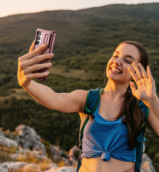 Husă blindată pentru Samsung Galaxy A16, Dexnor Full Body (Two Frames), roșu