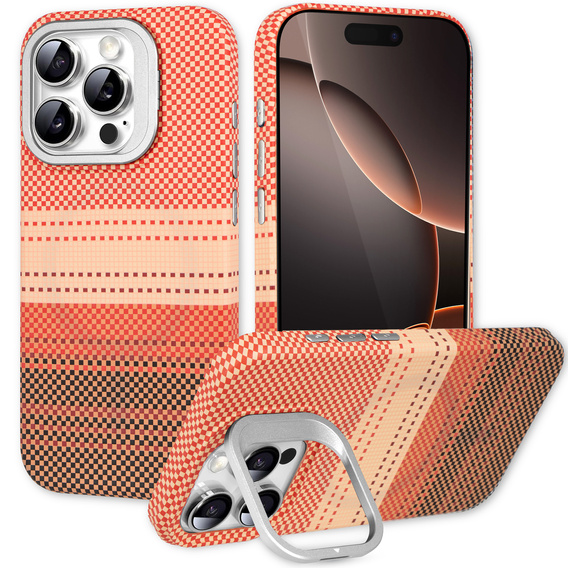 Carcasă pentru iPhone 16 Pro Max, cadru Kickstand, pentru MagSafe, Sunset Orange