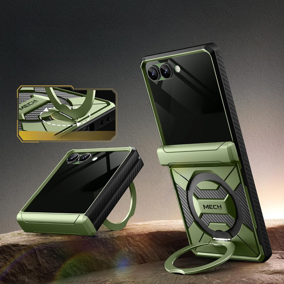 Husă Tongate MECH cu MagSafe pentru Samsung Galaxy Z Flip7 FE / Z Flip6, verde