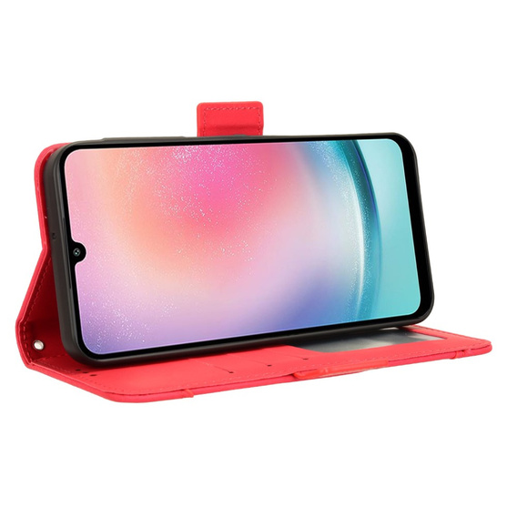 Cu clapetă pentru Samsung Galaxy A25 5G, Card Slot, roșu