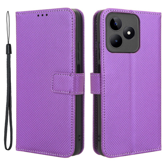 Cu clapetă pentru Realme Note 50, Wallet Smart Magnet, violet