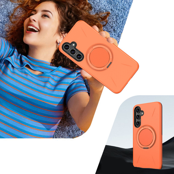 Husă MagSafe cu suport pentru Samsung Galaxy A57 5G, portocaliu