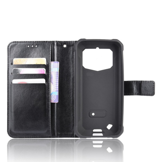 Cu clapetă pentru Oukitel WP5, Crazy Horse Wallet, negru