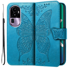 Cu clapetă pentru Oppo Reno 10 / 10 Pro, Butterfly, albastru