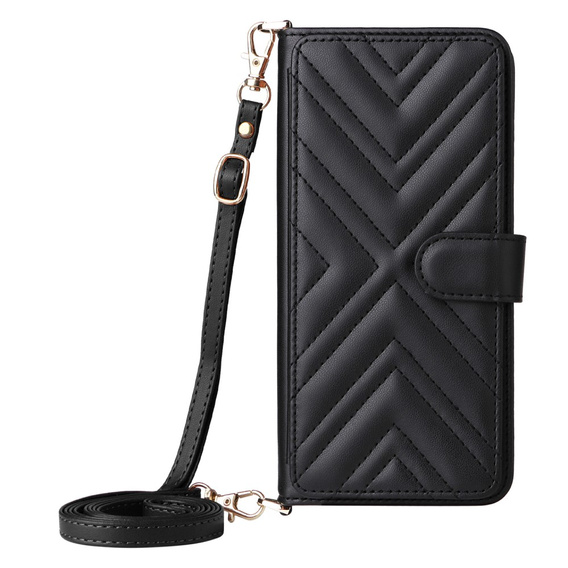 Carcasă cu clapetă pentru Realme 14 Pro+ 5G, Crossbody Leather Wallet, negru
