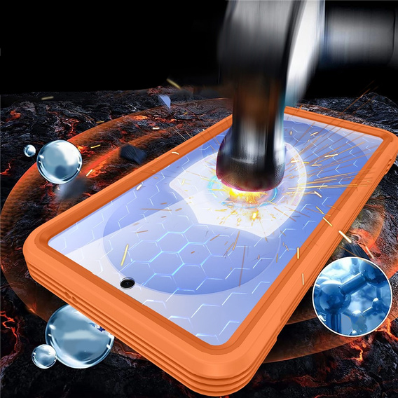 Husă rezistentă la șocuri cu sticlă, pentru MagSafe pentru Samsung Galaxy S26 Plus, portocaliu