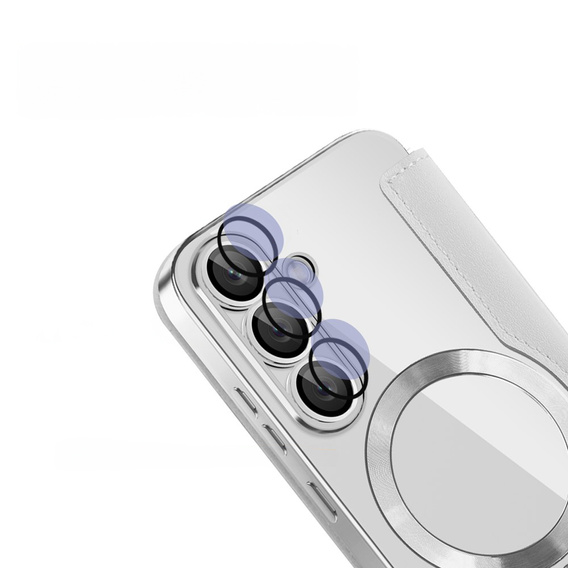 Cu clapetă pentru Samsung Galaxy S25, RFID Wallet MagSafe CamShield, de argint