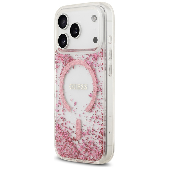Husă GUESS din rășină cu fund strălucitor MagSafe pentru iPhone 17 Pro