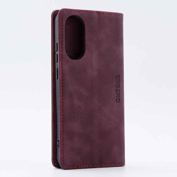 Husă pentru Oppo A78 4G, ERBORD Vintage, portofel cu clapetă, roșu