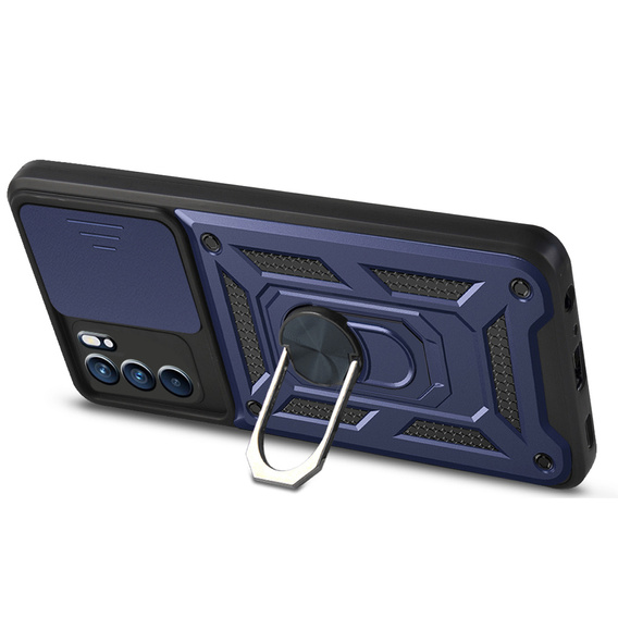 Husă blindată pentru Oppo Reno 6 5G, CamShield Slide, albastru